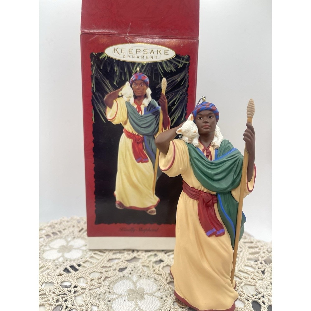 NIB 1996 Hallmark Keepsake Christmas Ornament Kindly Shepherd African FX - Picture 2 of 6